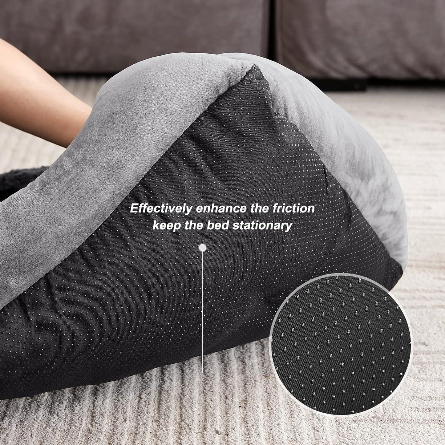 JOEJOY Dog Bed Medium - Washable Dog Bed Anti-Anxiety Dog Bed Soft Plush Dog Bed Rectangle Non-Slip Bottom Pet Bed - Small | Medium | Large Size Mattress Mat For Dog, Grey - Comfort Style