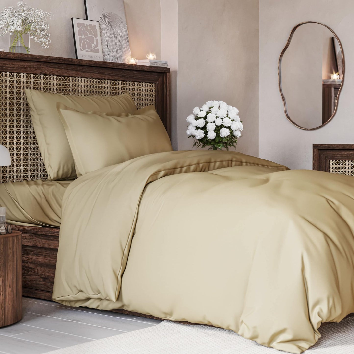 Bedding Duvet Quilt Cover Set with 2 Pillowcases - Hotel Quality - Cooling, Wrinkle-Free, Machine Washable with Zipper & Corner Ties - Super Soft Microfibre-Polyester - Comfort Style