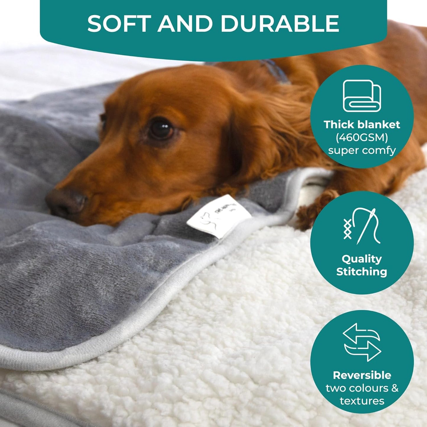 100% Waterproof Dog Blankets for Small & Medium Dogs β Soft Fleece, Washable Pet Throw for Sofa, Car & Furniture Protection, Soft Fluffy Reversible Blanket, 75x100cm, Grey/White