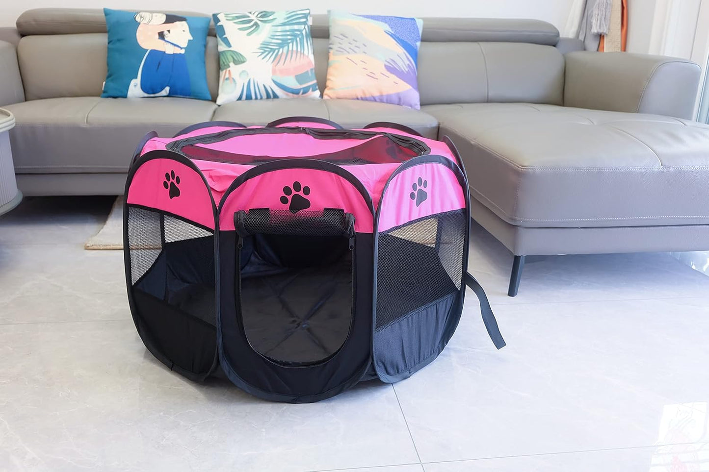 Dotala PET Portable Foldable Pet Dog Cat Playpen Crates Kennel/Premium 600D Oxford Cloth,Removable Zipper Top, Indoor and Outdoor Use (Rose) - Comfort Style