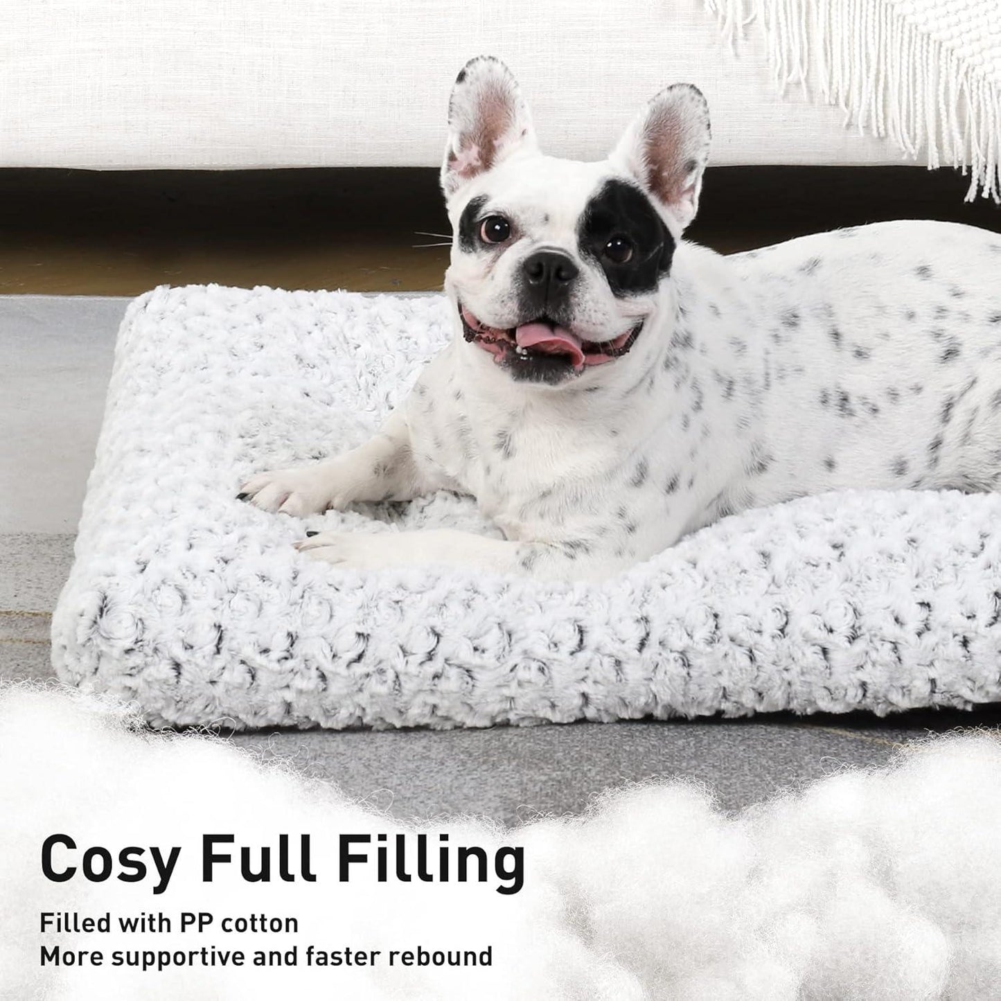 KSIIA Large Dog Bed Washable, Calming Dog Bed, Dog Crate Mattress with Non skid Bottom, Fluffy Anti Anxiety Dog Beds, Pet Beds Pillow Cushion for Dog, Dark Grey, 90x60x8cm - Comfort Style