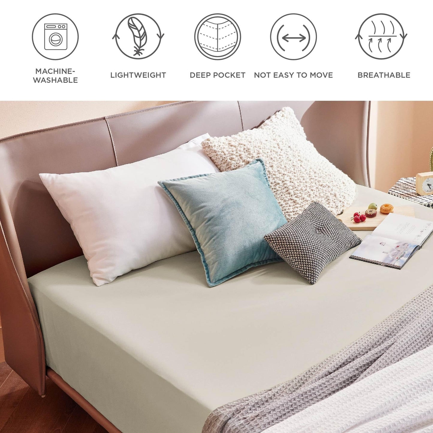 Fitted Sheet Deep - Bed Sheets Extra Deep Pocket 16 inch (40 cm) made of Soft Brushed Microfiber