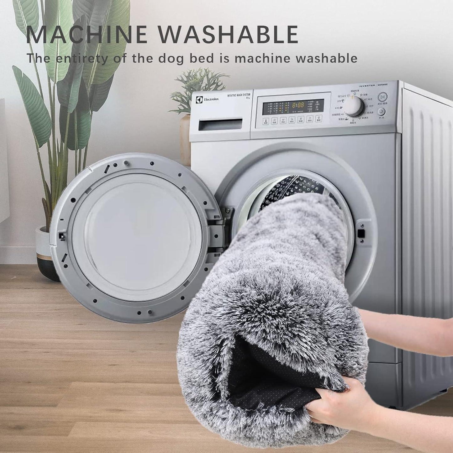 Jaspuriea Large Dog Bed Washable Dog Crate Mattress Calming Fluffy Anti Anxiety Dog Beds Deluxe Plush Dog Mat with Anti-Slip Bottom,90x60x8cm - Comfort Style