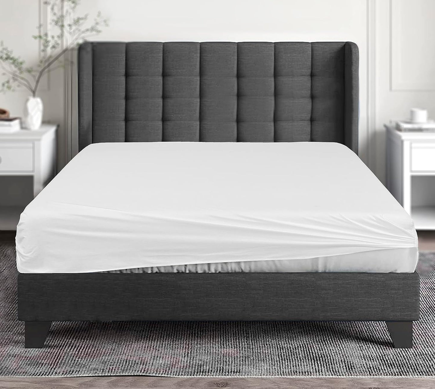200 Thread Count 100% Egyptian Cotton Fitted Sheet (King, White)