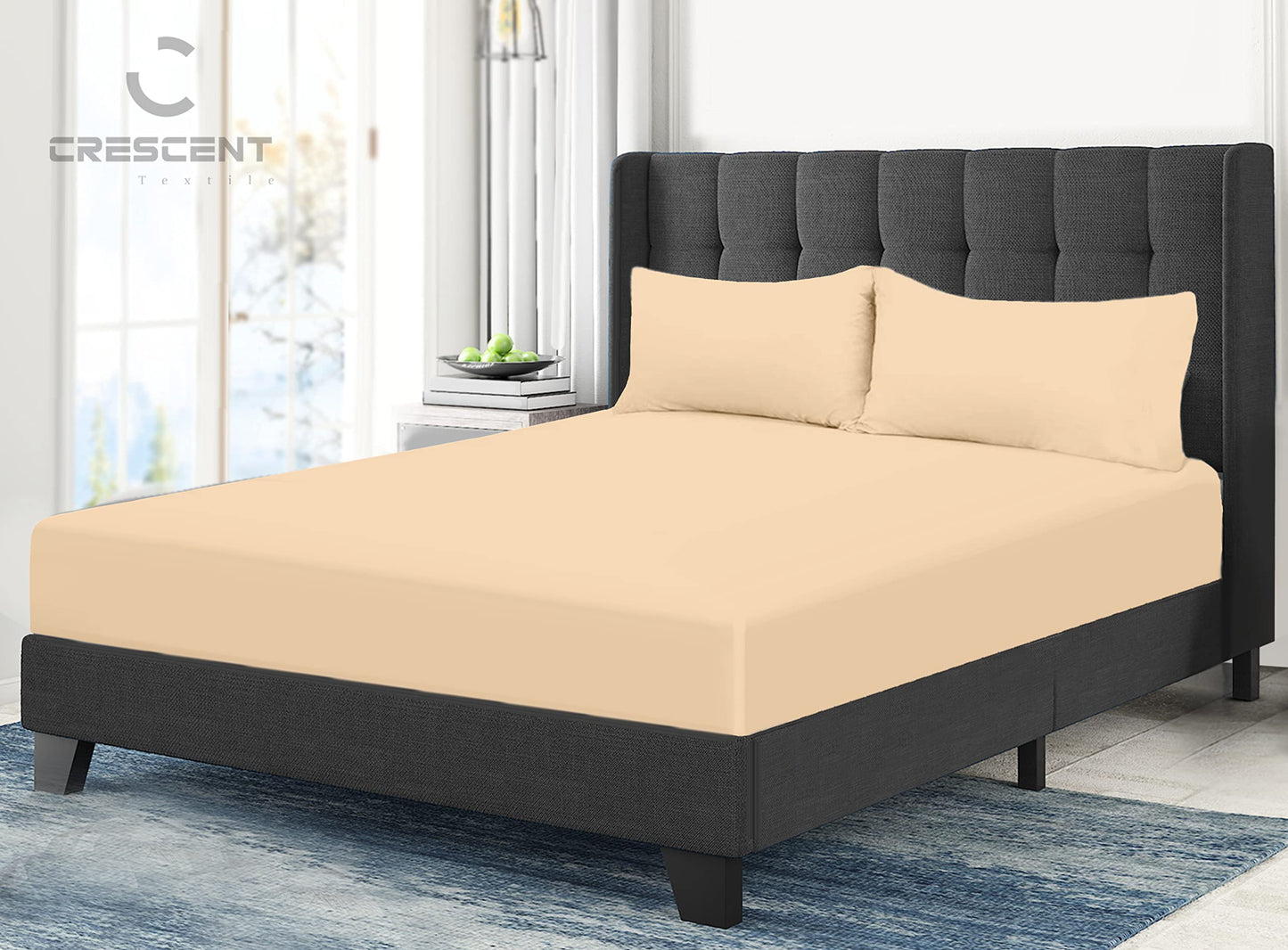 200 Thread Count Hotel Quality Bedding 100% Pure Egyptian Cotton Fitted Sheet - Stretches Up To 25cm Deep
