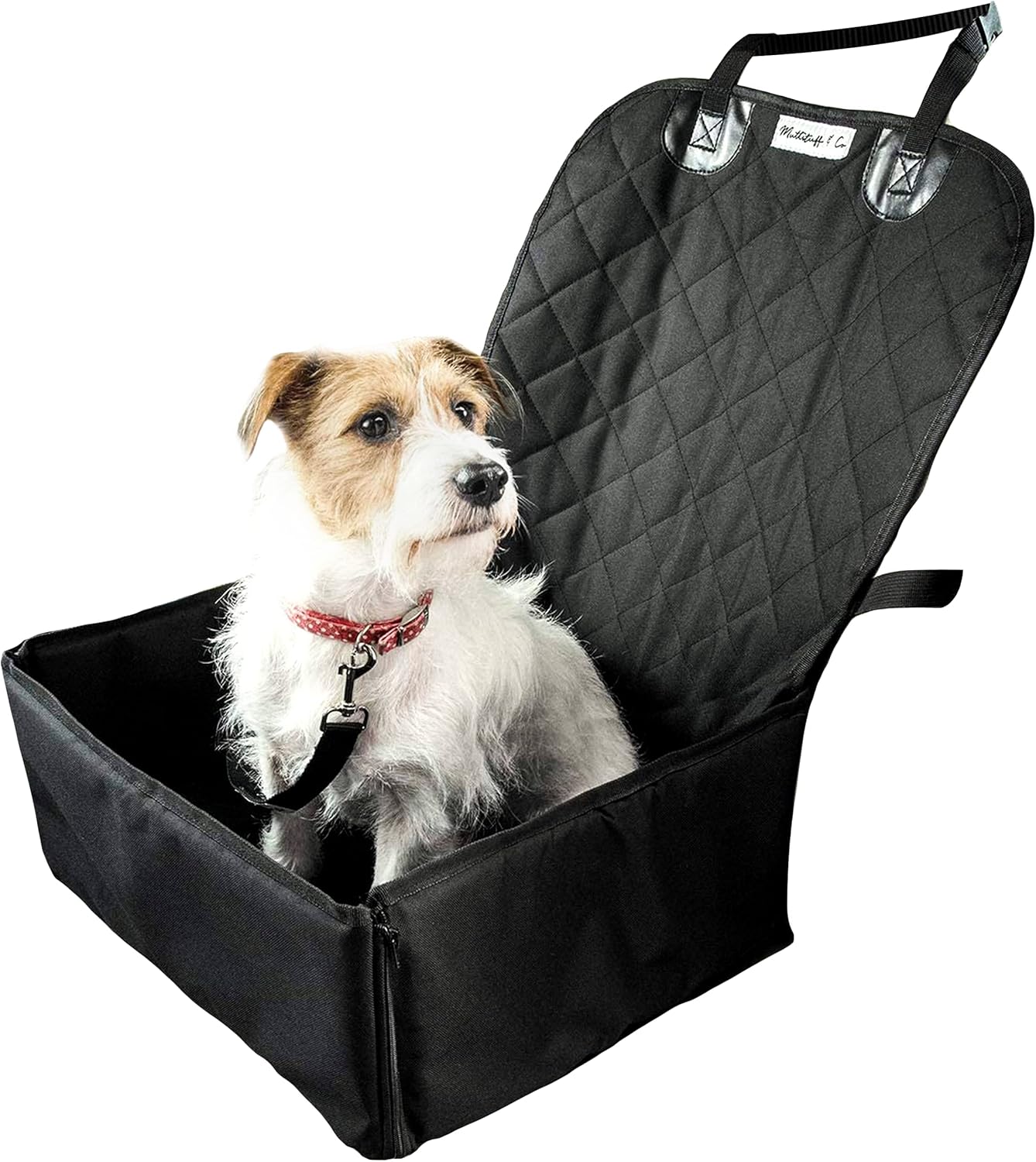 thumbnail image 2 of Car Seats Dog Car Seat For Medium & Large Dogs Up To 55 Lbs, Elevated Booster Seat With Anti-Slip Base, Detachable & Machine-Washable Pet Car Bed For SUV/Sedan (Black/Brown Dog Car Seats 2 of 14