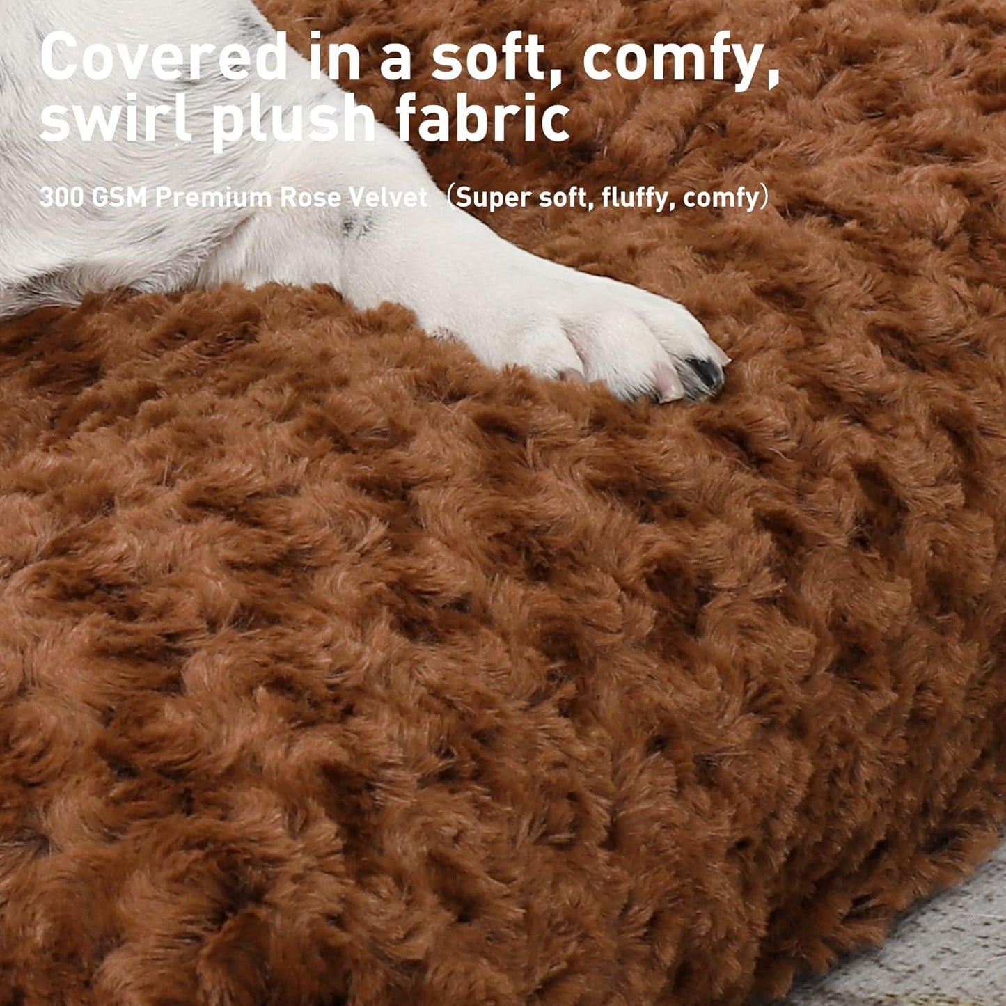 KSIIA Large Dog Bed Washable, Calming Dog Bed, Dog Crate Mattress with Non skid Bottom, Fluffy Anti Anxiety Dog Beds, Pet Beds Pillow Cushion for Dog, Dark Grey, 90x60x8cm - Comfort Style