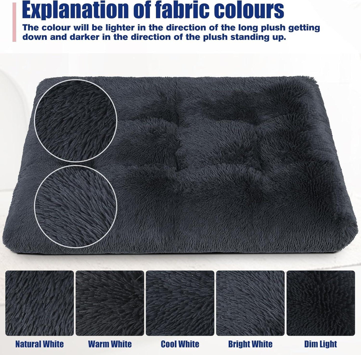 KSIIA Large Dog Bed Washable, Calming Dog Bed, Dog Crate Mattress with Non skid Bottom, Fluffy Anti Anxiety Dog Beds, Pet Beds Pillow Cushion for Dog, Dark Grey, 90x60x8cm - Comfort Style