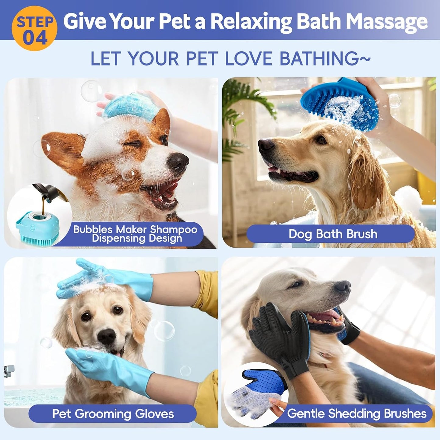 13Pcs Pet Grooming Kit - Dog Cat Deshedding Brush, Nail Clippers with File, Hair Remover Gloves & Bath Tools for Long/Short Haired Pets, Grooming Tool for Long and Short Haired Pets