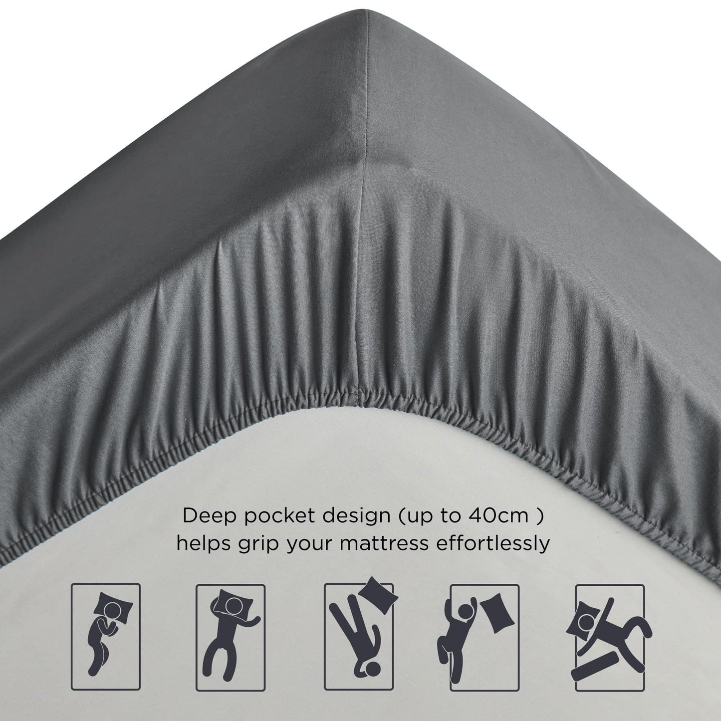 Fitted Sheet Deep - Bed Sheets Extra Deep Pocket 16 inch (40 cm) made of Soft Brushed Microfiber