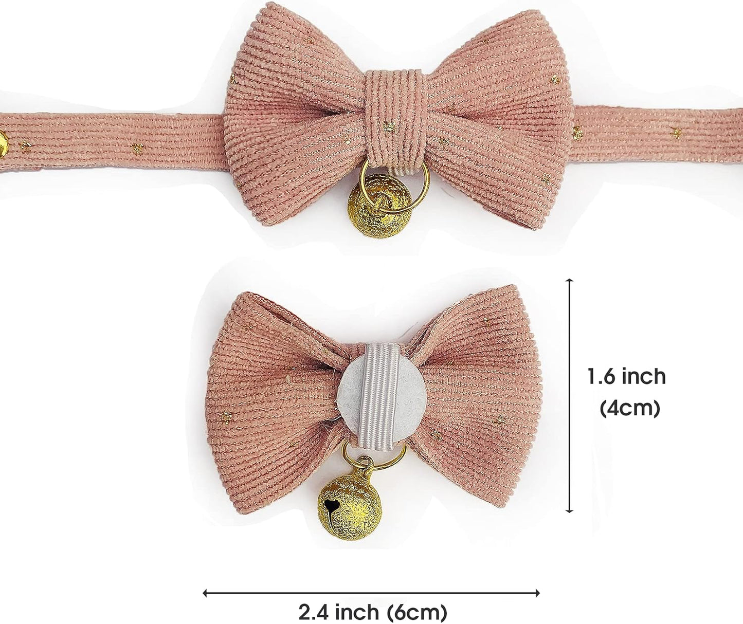 Cognatio Safety Quick Release Cat Collars, Soft Kitten Collars with Detachable Bow Tie and Bell, Pack of 2, Adjustable 20-30 cm (20-30 cm, Green+Pink) - Comfort Style