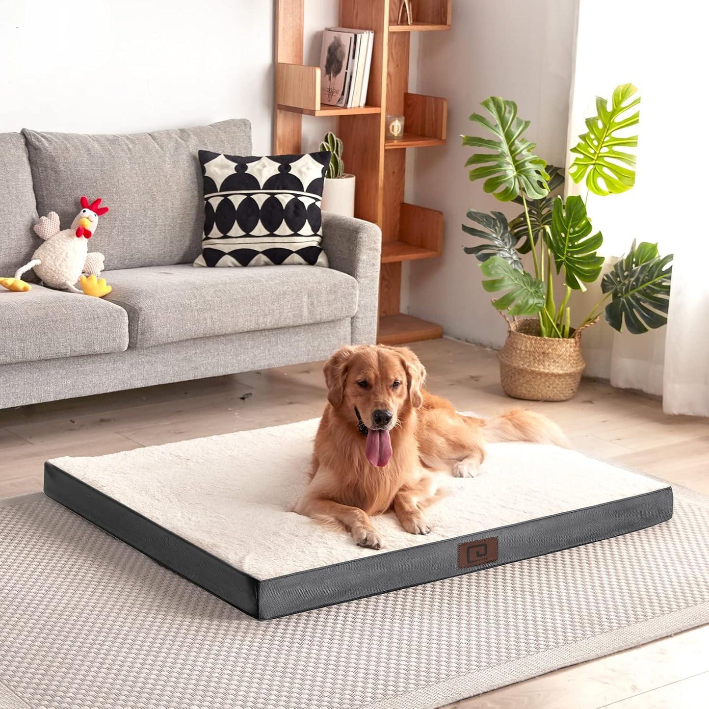 EHEYCIGA Orthopedic Dog Beds Large Mattress with Removable Washable Cover for Crate, Grey, 91x68x9cm - Comfort Style