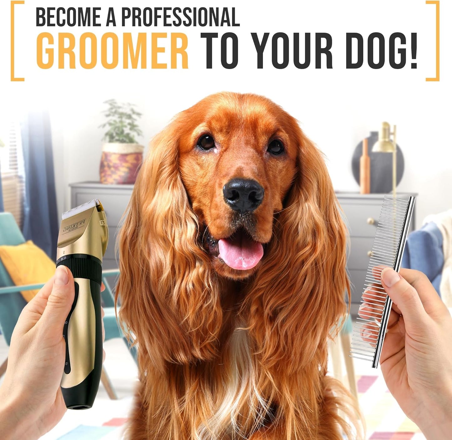PetKing Premium Dog Clippers Dog Grooming Kit Grooming Clippers Professional for Thick Hair Coats Pet Clippers Kit for Dogs Cats Pets Cordless Silent Dogs Hair Trimmer Clipper Shaver Set Low Noise