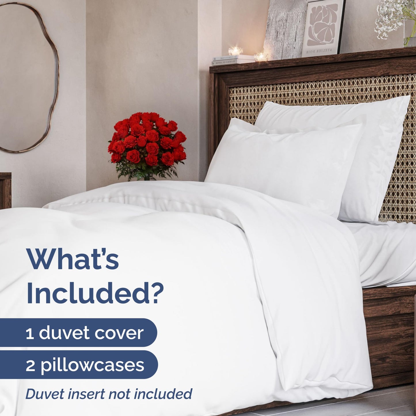 Bedding Duvet Quilt Cover Set with 2 Pillowcases - Hotel Quality - Cooling, Wrinkle-Free, Machine Washable with Zipper & Corner Ties - Super Soft Microfibre-Polyester - Comfort Style