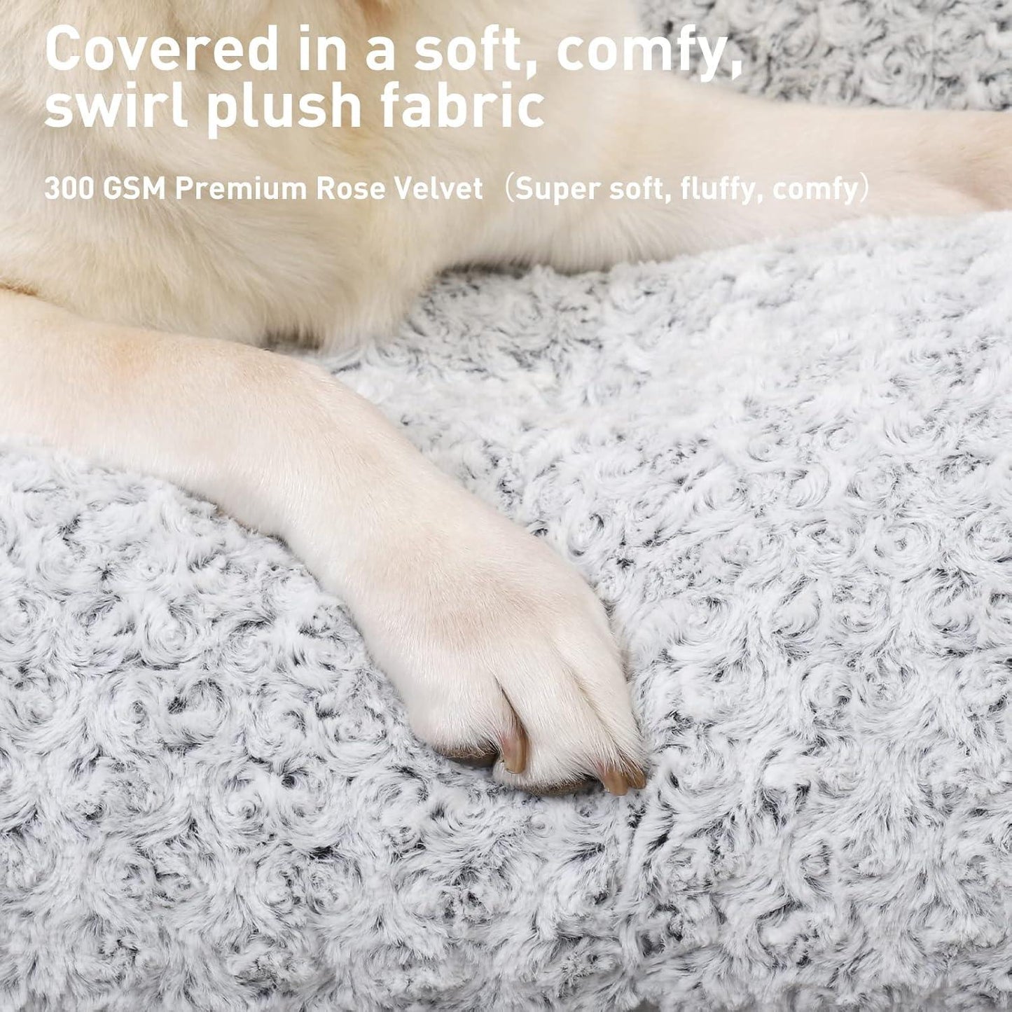 KSIIA Large Dog Bed Washable, Calming Dog Bed, Dog Crate Mattress with Non skid Bottom, Fluffy Anti Anxiety Dog Beds, Pet Beds Pillow Cushion for Dog, Dark Grey, 90x60x8cm - Comfort Style