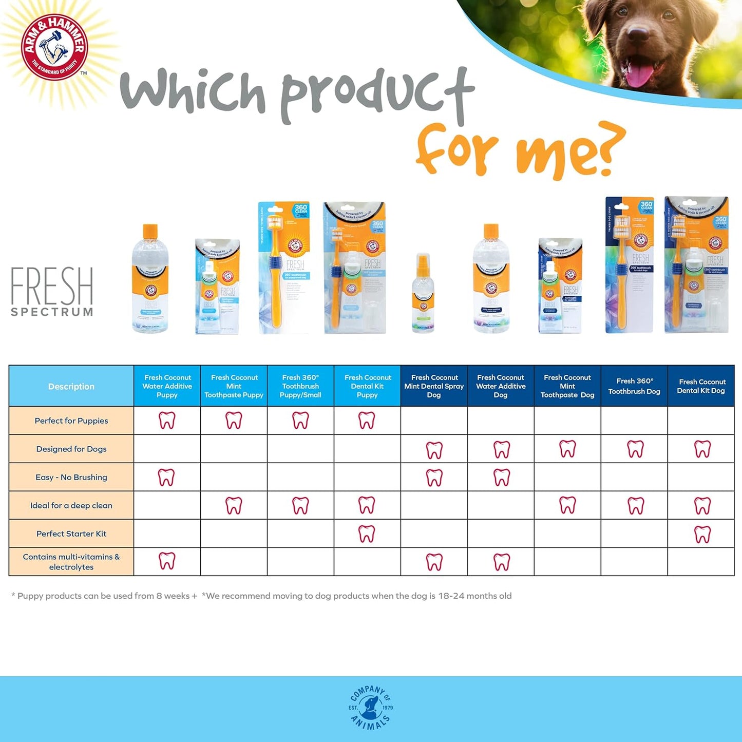 ARM & HAMMER Fresh Spectrum Coconut Mint Dog Dental Spray, 118ml, Best Dental Care for Dogs, Removes Plaque & Tartar, Freshens Breath, Gum & Teeth Cleaning, No Brushing, Easy to Use Pet Oral Hygiene - Comfort Style