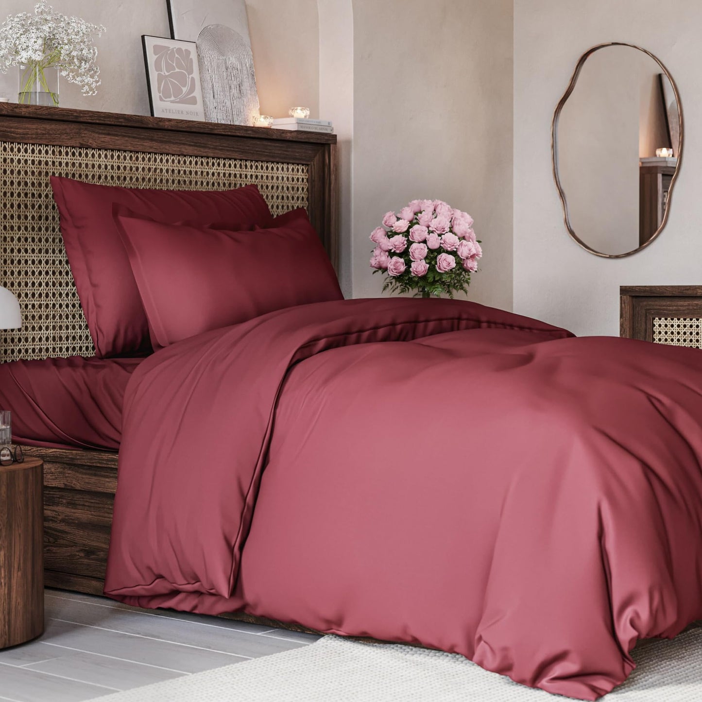 Bedding Duvet Quilt Cover Set with 2 Pillowcases - Hotel Quality - Cooling, Wrinkle-Free, Machine Washable with Zipper & Corner Ties - Super Soft Microfibre-Polyester - Comfort Style