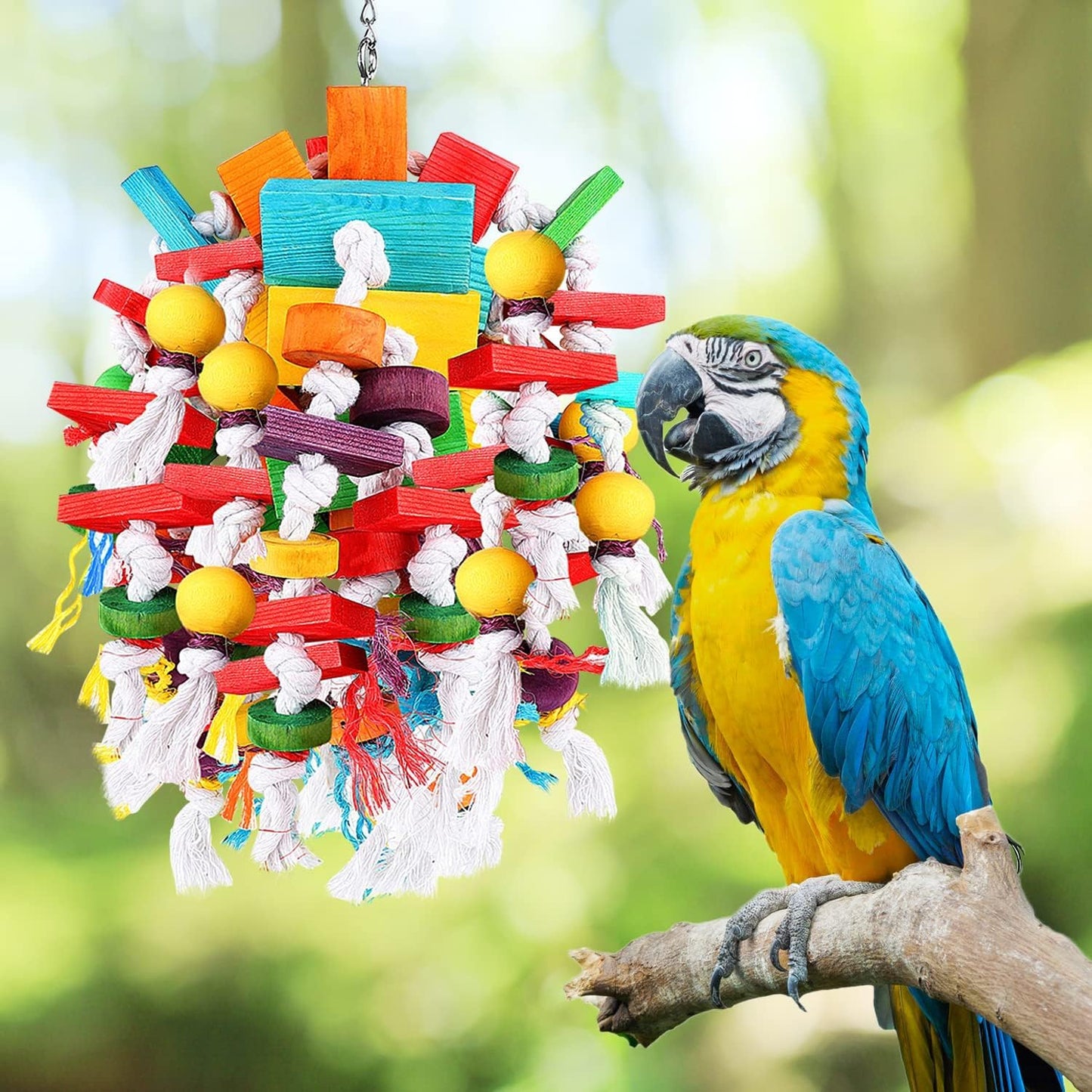 Jijizhazha Bird Parrot Chewing ToysďźMulticolored Wooden Blocks Tearing Toys,Best Bird Toys for African Grey Parrot ăMacawsăCockatoos and a Variety of Amazon Parrots - Comfort Style
