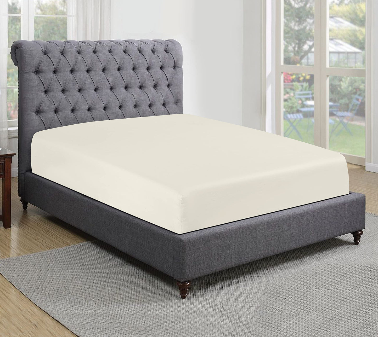 200 Thread Count 100% Egyptian Cotton Fitted Sheet (King, White)