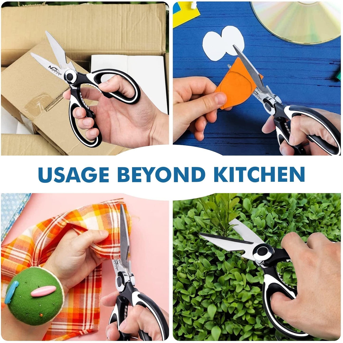 Magnificent Kitchen Scissor, Heavy Duty Scissors for Kitchen Use with Safety Cover & Soft Grip & Multi-Functional Utility Scissors, Shears for Meat Poultry Herbs Cutting, Bottle Jar Opener - Comfort Style