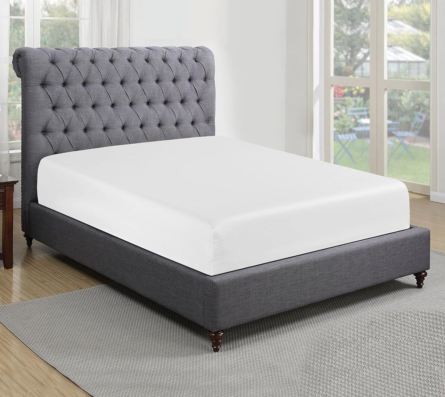 200 Thread Count 100% Egyptian Cotton Fitted Sheet (King, White)