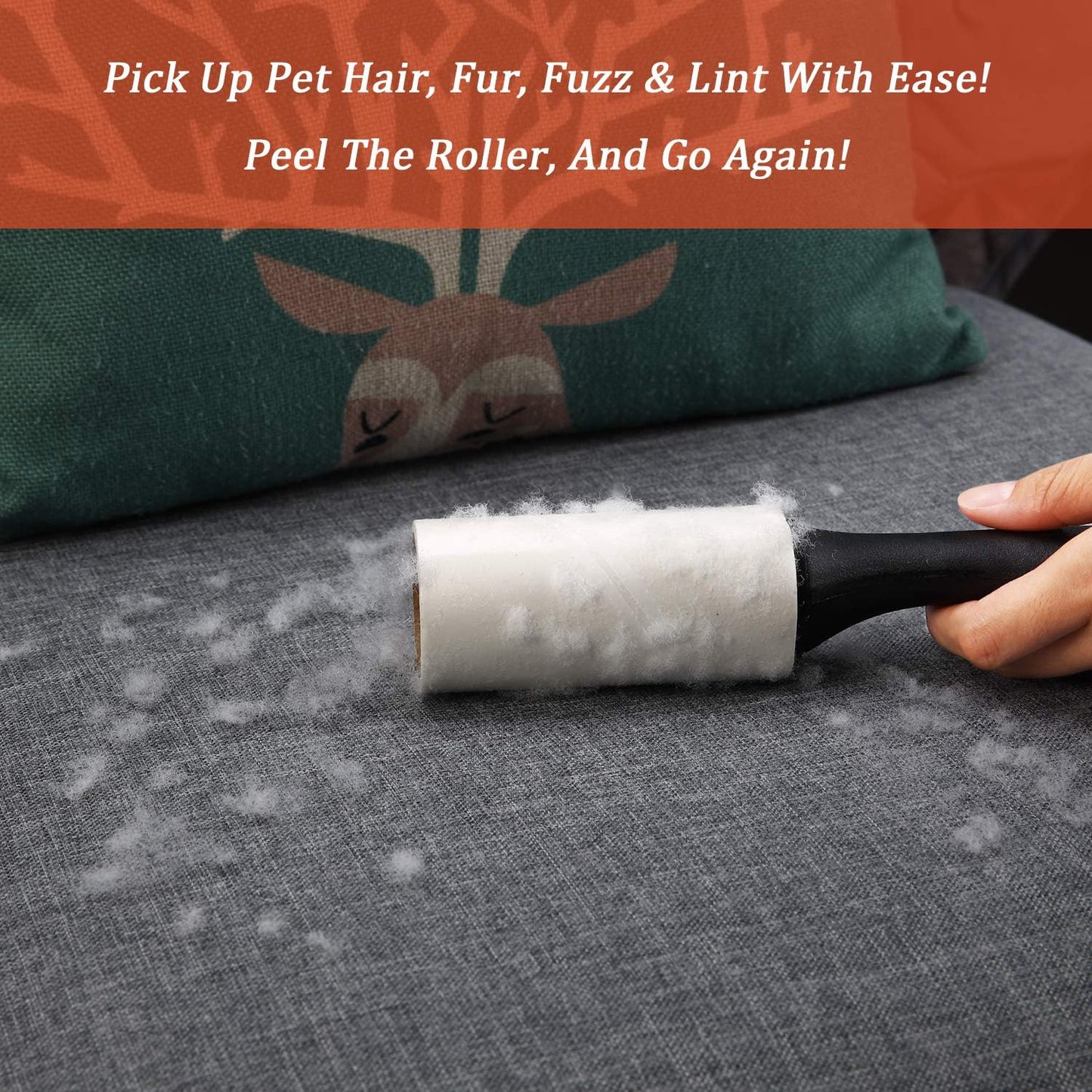 USION Lint Roller - Extra Sticky Lint Rollers for Pet Hair, 480 Sheets of Lint Roller Refills and 2 Handles, Clothes Roller Sticky for Pet Hair Clothes Carpet - Comfort Style