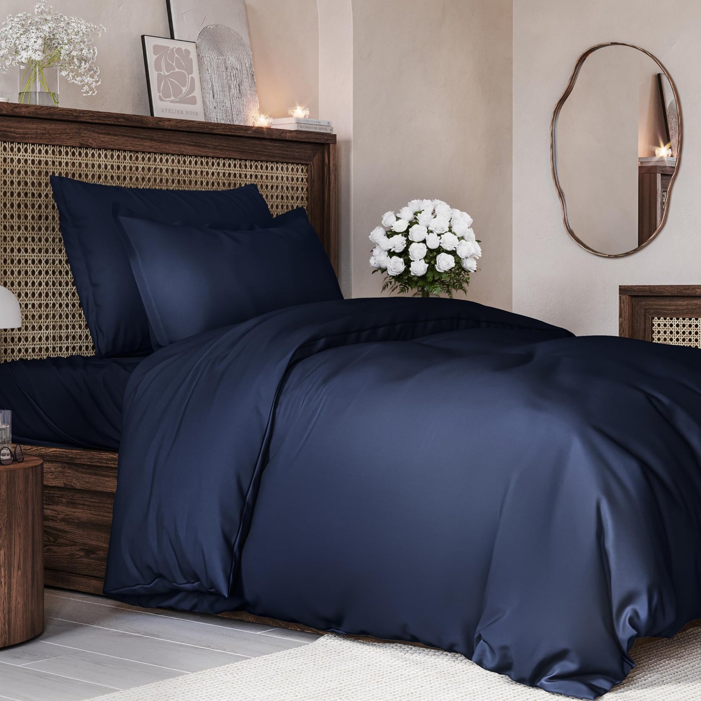 Bedding Duvet Quilt Cover Set with 2 Pillowcases - Hotel Quality - Cooling, Wrinkle-Free, Machine Washable with Zipper & Corner Ties - Super Soft Microfibre-Polyester - Comfort Style