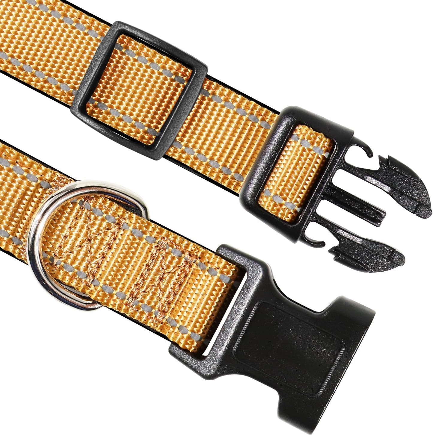 Joytale Reflective Dog Collar, Soft Neoprene Padded Breathable Nylon Pet Collar Adjustable for Medium Dogs, M, Orange - Comfort Style