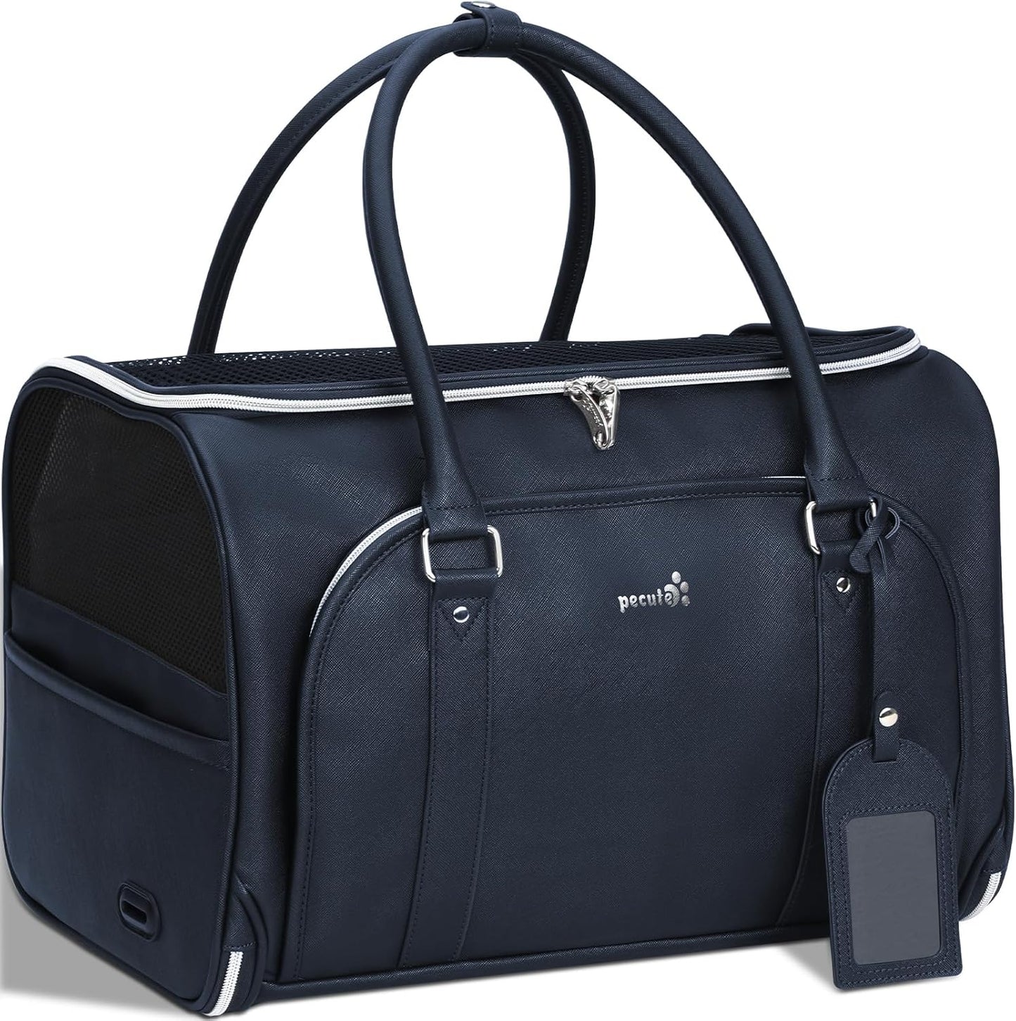 pecute® Cat Carrier, Elegant PU Material Cat Carrier Bag, Portable and Breathable Dog Carrier, Pet Carrier Bag for Travel Used as Rest Nest, Pet Carrier Suitable for Both Long And Short Trips Blue - Comfort Style