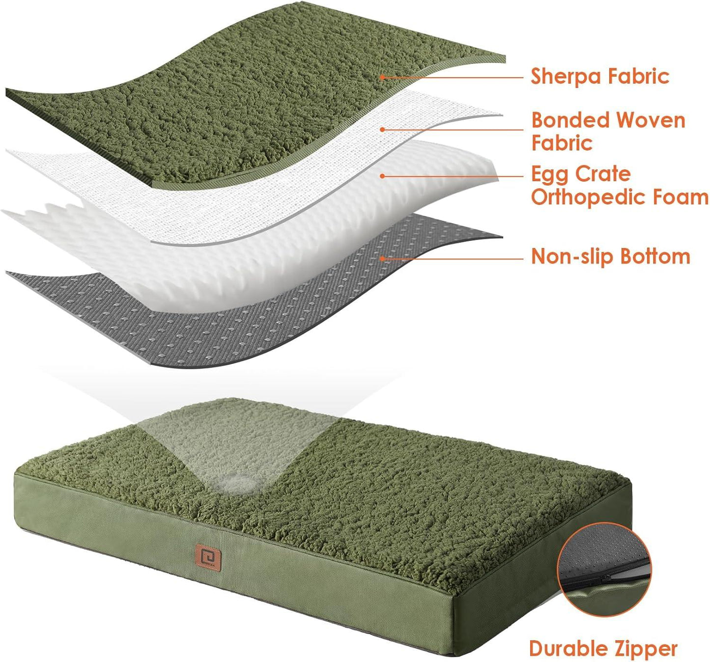 EHEYCIGA Orthopedic Dog Beds Large Mattress with Removable Washable Cover for Crate, Grey, 91x68x9cm - Comfort Style