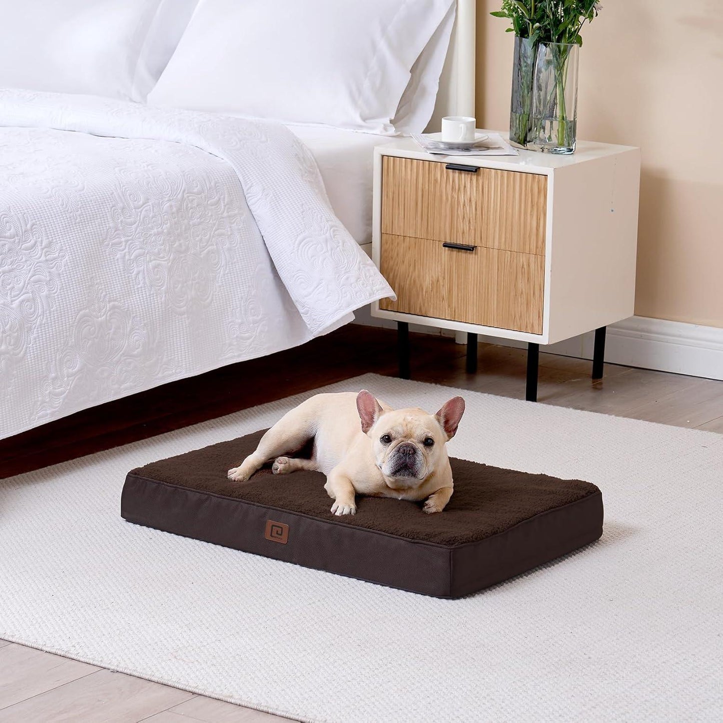 EHEYCIGA Orthopedic Dog Beds Large Mattress with Removable Washable Cover for Crate, Grey, 91x68x9cm - Comfort Style