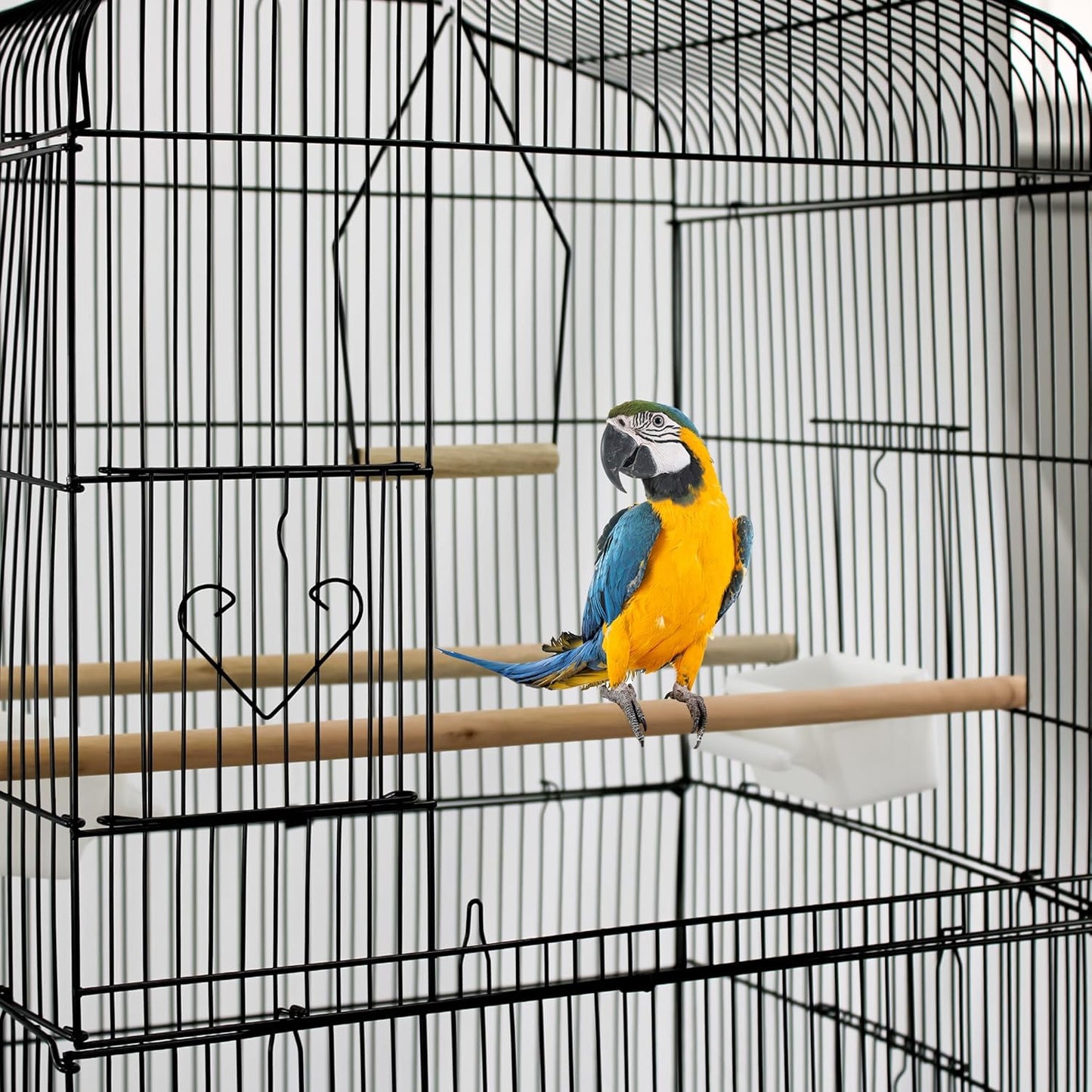 Large Metal Bird Cage for Budgie Parakeet Canary Cockatiel Finch or Lovebird by CrystalsÂŽ (Black) - Comfort Style