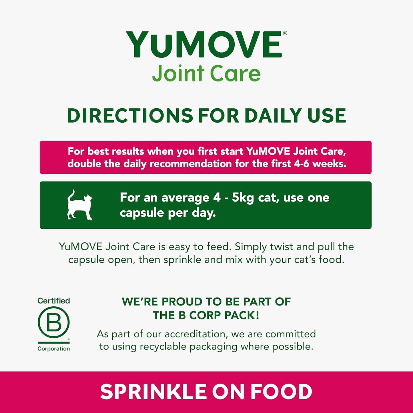 YuMOVE Cat | Joint Supplement for Cats, with Glucosamine, Chondroitin, Green Lipped Mussel, All Ages and Breeds | 60 Capsules - Comfort Style