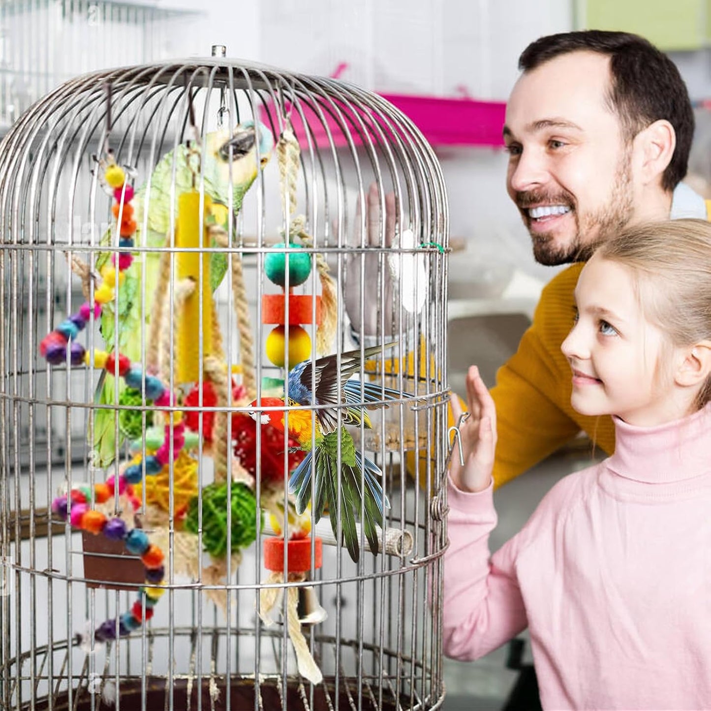 MQUPIN Bird Parrot Toys 12 Pack,Budgie Toys Parrots Cage Toys Hanging Swing Climbing Shredding Perches Toys Ladders Sepak Takraw Parrot Bite Toy Cockatiel Toys for Parakeet Budgerigar - Comfort Style