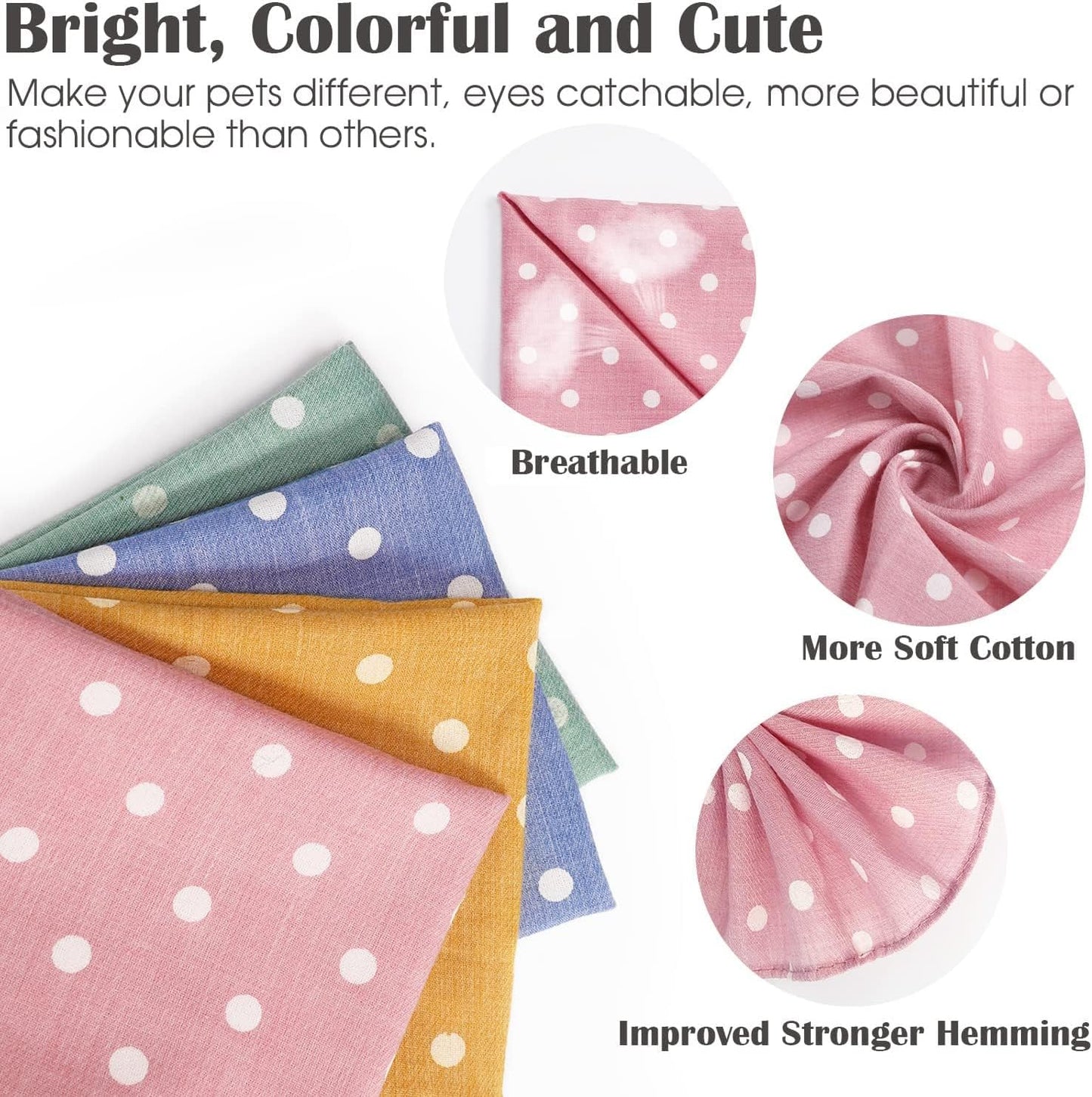 4Pcs Dog Bandana for Small Medium Large Dogs, Summer Dog Bandana Cat Dog Kerchief Dog Triangle Bibs Scarf Adjustable and Washable Dogs Decoration Accessories for Dog Cats Puppy