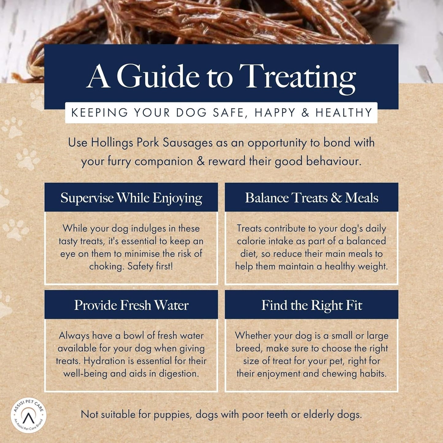 Hollings Pork Sausages Dog Treats, Delicious, Nutritious Air Dried Chews for Adult Dogs, 100% Gluten Free & Made with 100% Natural Ingredients (1kg)