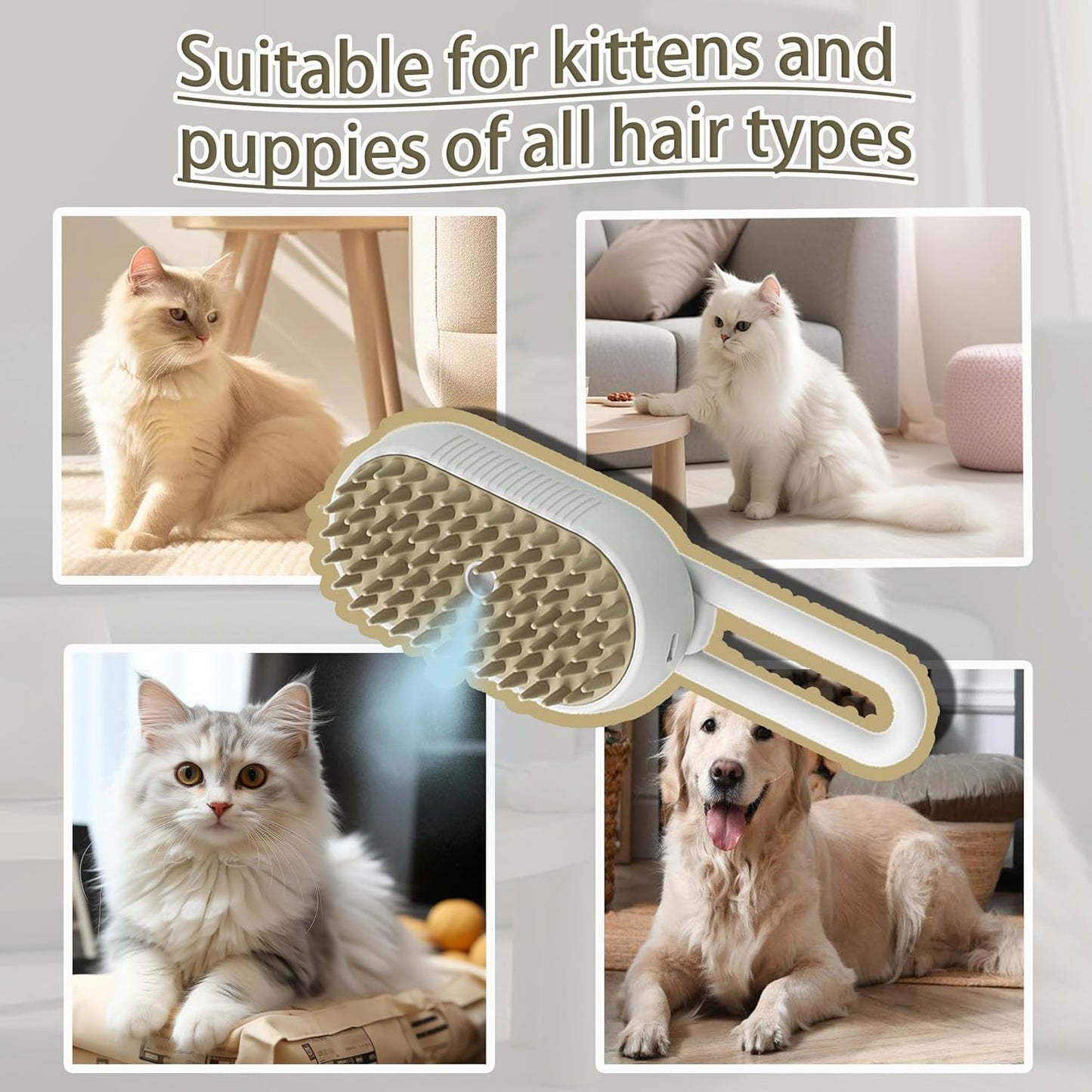 Cat Steam Brush for Shedding Cloud Care Cat Brush with Steam Self Cleaning Spritz Defur Comb Cat Grooming Brush for Long and Short Hair of Cat and Dog - Comfort Style