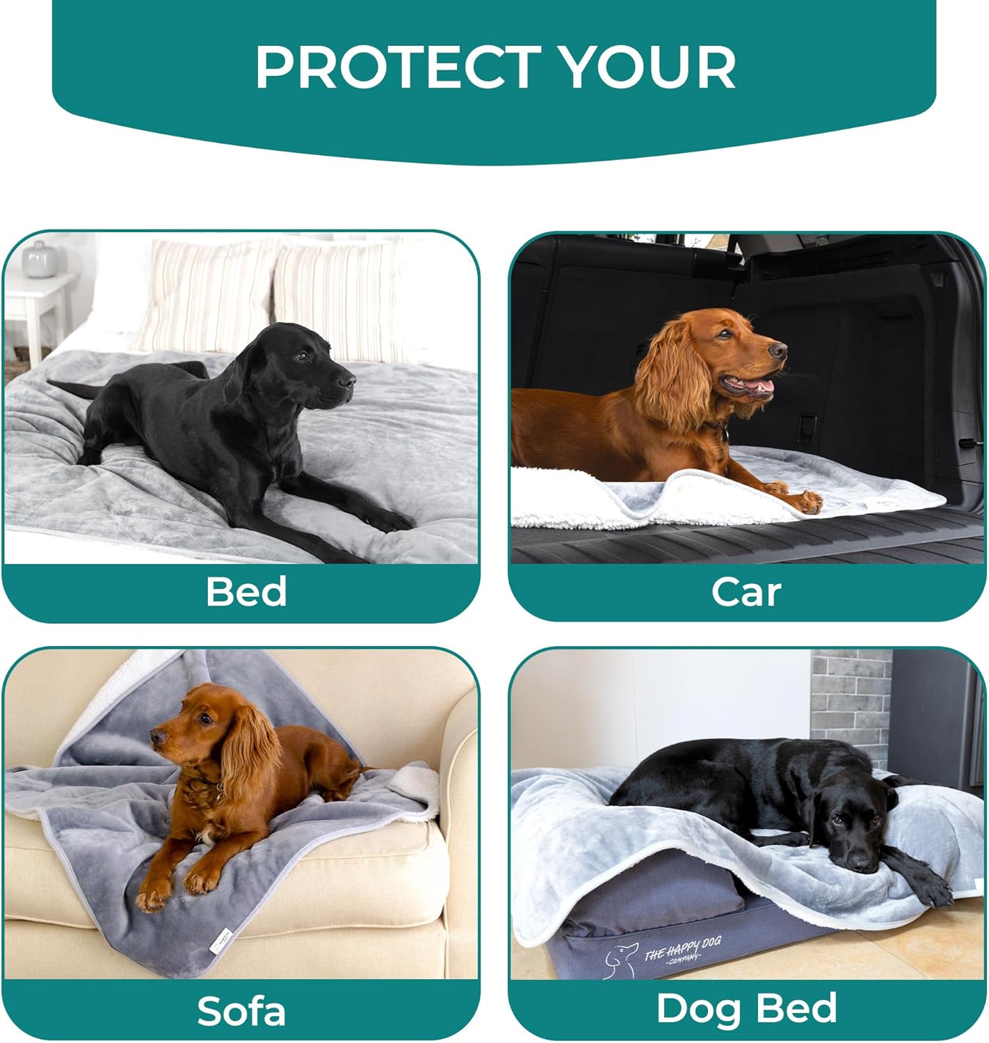 100% Waterproof Dog Blankets for Small & Medium Dogs β Soft Fleece, Washable Pet Throw for Sofa, Car & Furniture Protection, Soft Fluffy Reversible Blanket, 75x100cm, Grey/White