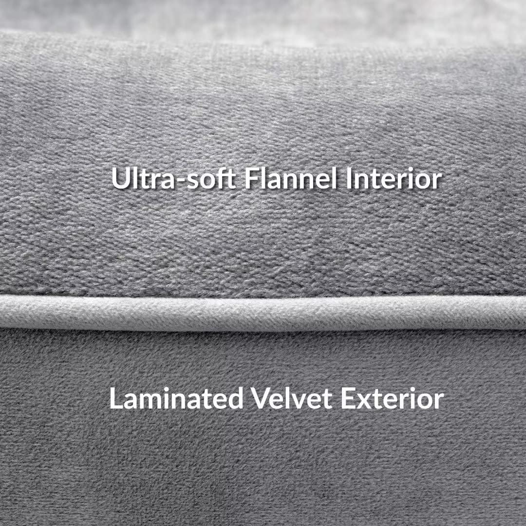 Bedsure Large Dog Bed Sofa - Washable Orthopedic Dog Beds and Couch with Removable Flannel Cover, Waterproof Dog Pillow with U-Shape Bolster, Grey Squre Pet Bed, 89x63x16cm - Comfort Style