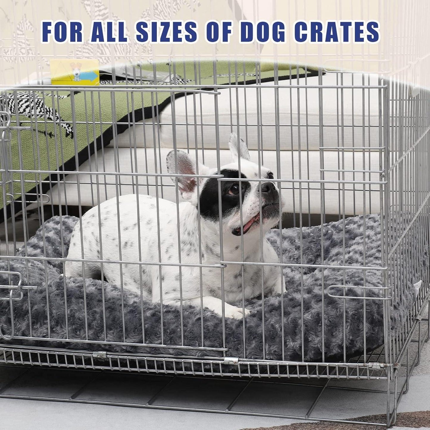 KSIIA Large Dog Bed Washable, Calming Dog Bed, Dog Crate Mattress with Non skid Bottom, Fluffy Anti Anxiety Dog Beds, Pet Beds Pillow Cushion for Dog, Dark Grey, 90x60x8cm - Comfort Style