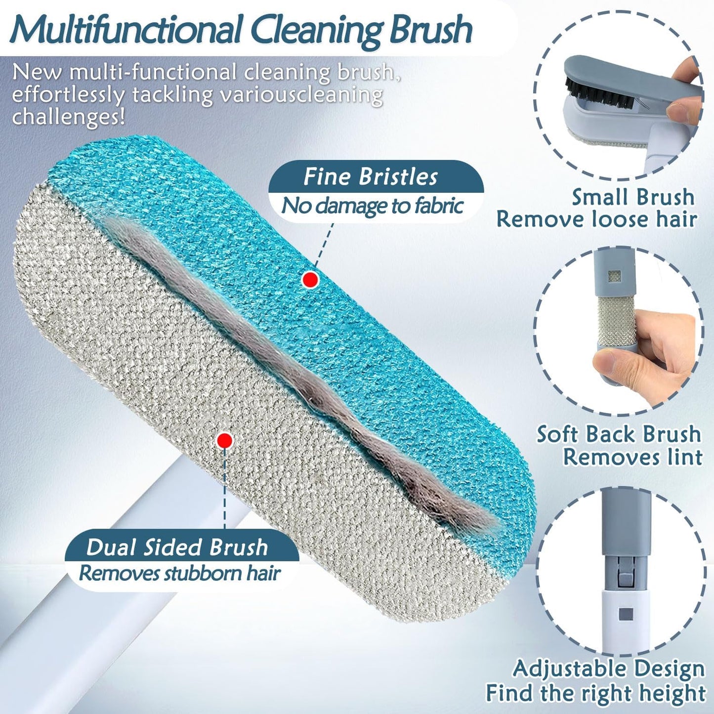 Pet Hair Remover 4 In 1 Multifunctional Pet Hair Remover Tool Adjustable Dog and Cat Hair Remover Pet Hair Removal Tool Pet Hair Remover for Clothes Sofa Window