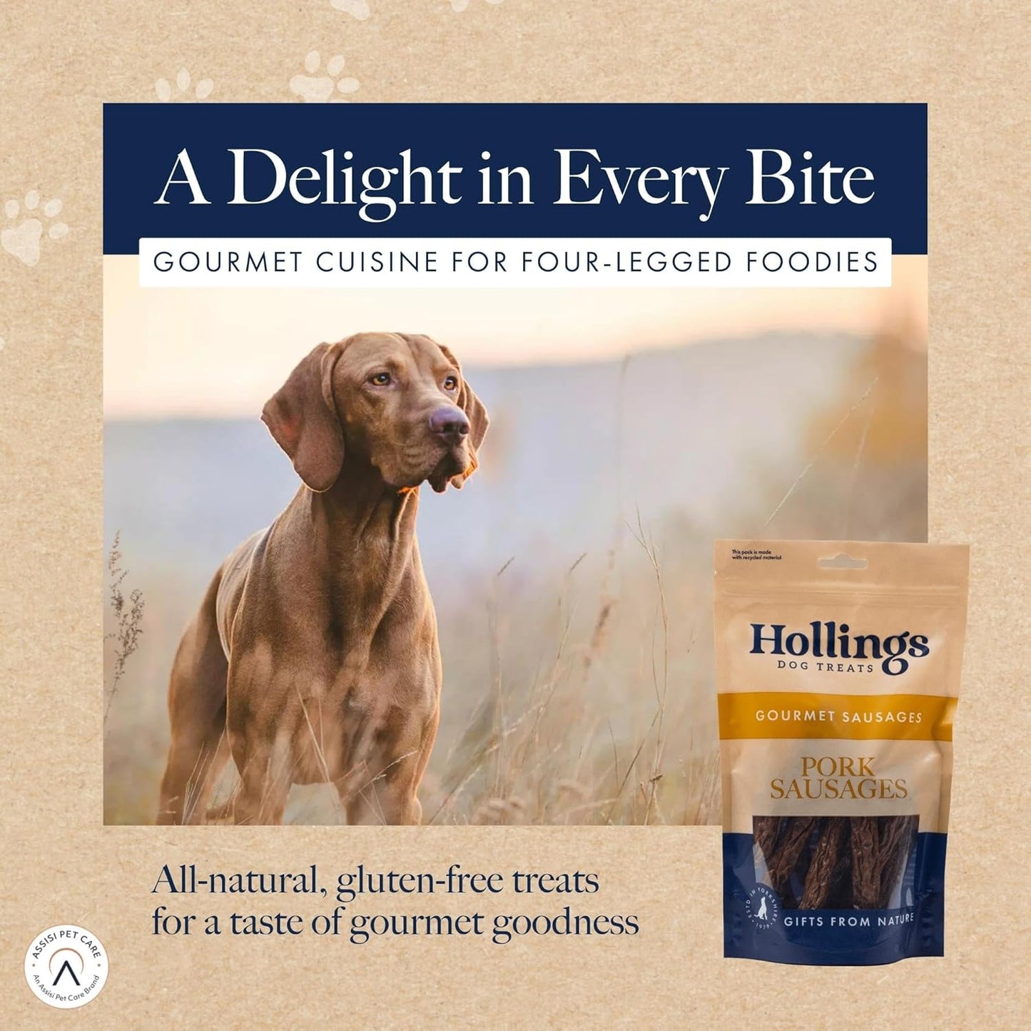 Hollings Pork Sausages Dog Treats, Delicious, Nutritious Air Dried Chews for Adult Dogs, 100% Gluten Free & Made with 100% Natural Ingredients (1kg)
