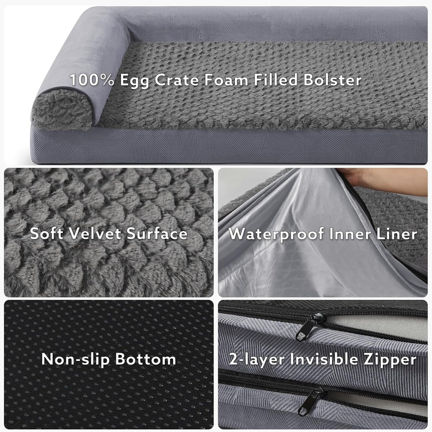 FURTIME Large Dog Bed(89 x 64cm), Orthopedic Memory Foam Dog Beds Sofa with Removable Flannel Cover, Washable Pet Bed, Good for Doberman Pinscher, Sheltie, Border Collie, Australian Herding Dog - Comfort Style