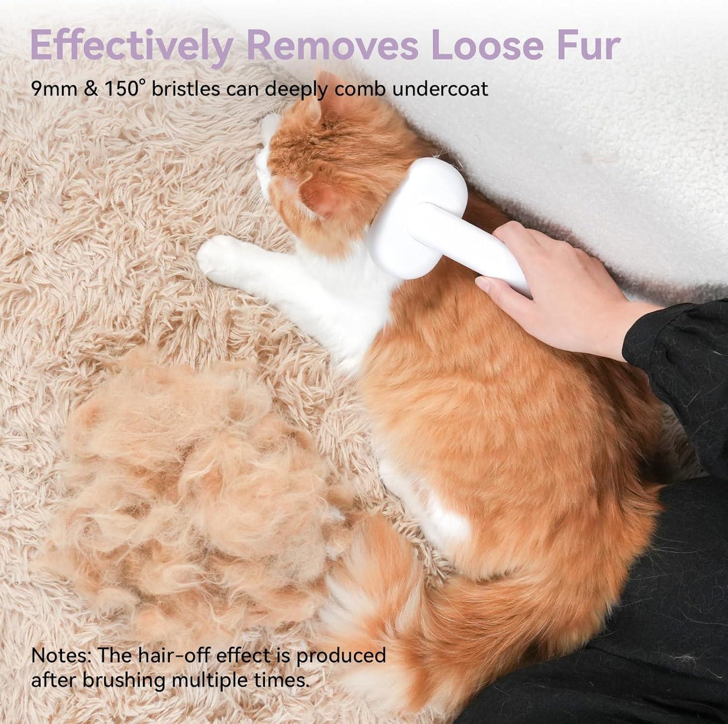 aumuca Cat Brush with Release Button, Cat Grooming Brush for Long or Short Haired Cats, Cat Hair Brush for Shedding Cat Comb for Pets Removing Loose Fur and Massage, White - Comfort Style