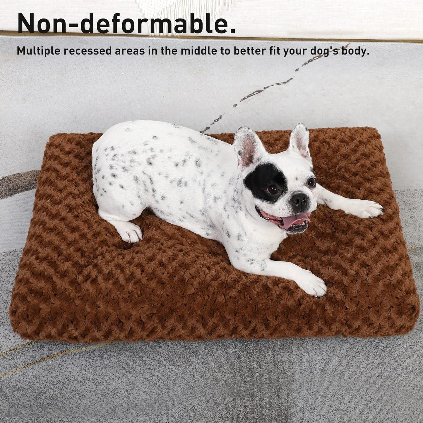 KSIIA Large Dog Bed Washable, Calming Dog Bed, Dog Crate Mattress with Non skid Bottom, Fluffy Anti Anxiety Dog Beds, Pet Beds Pillow Cushion for Dog, Dark Grey, 90x60x8cm - Comfort Style