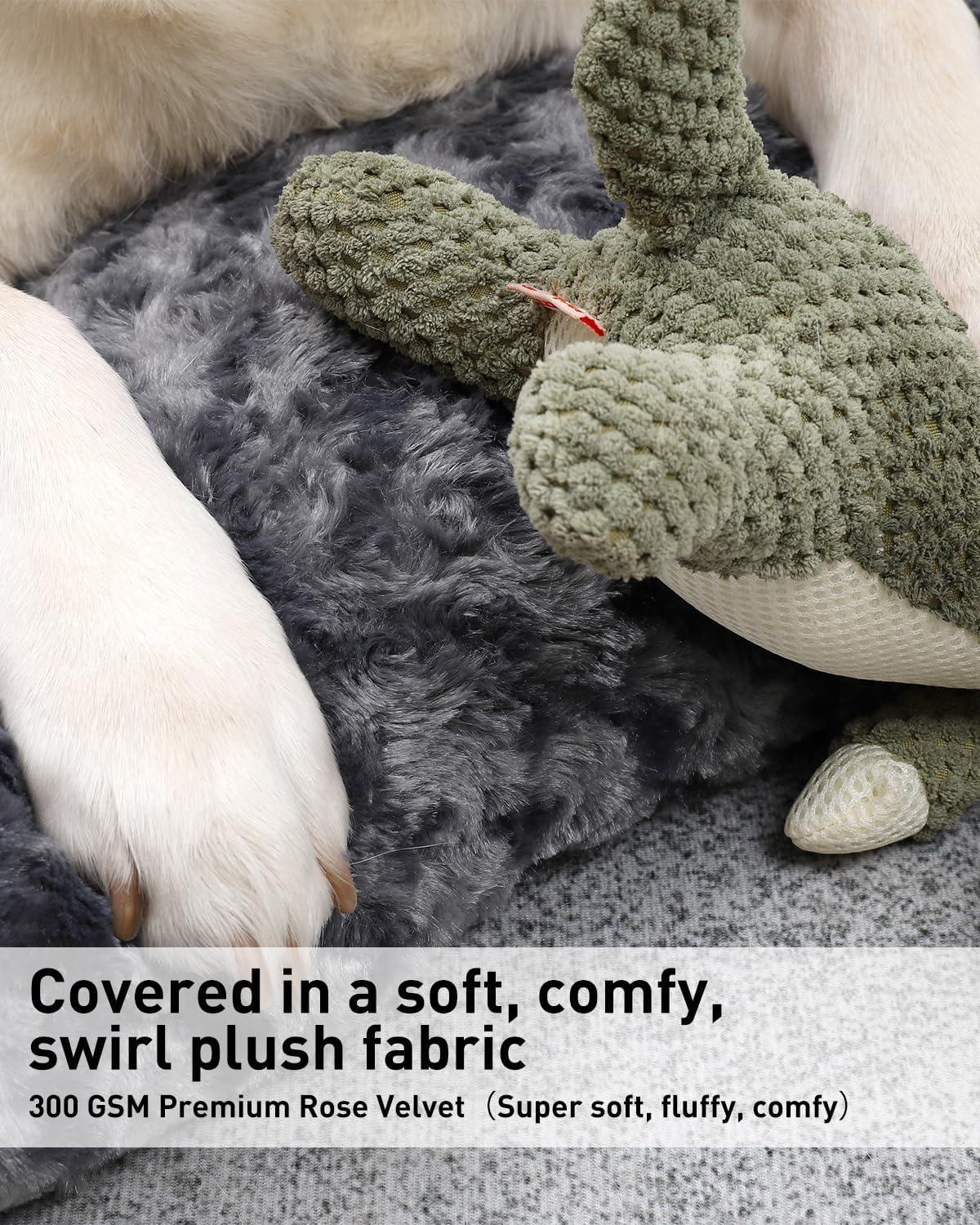 KSIIA Large Dog Bed Washable, Calming Dog Bed, Dog Crate Mattress with Non skid Bottom, Fluffy Anti Anxiety Dog Beds, Pet Beds Pillow Cushion for Dog, Dark Grey, 90x60x8cm - Comfort Style