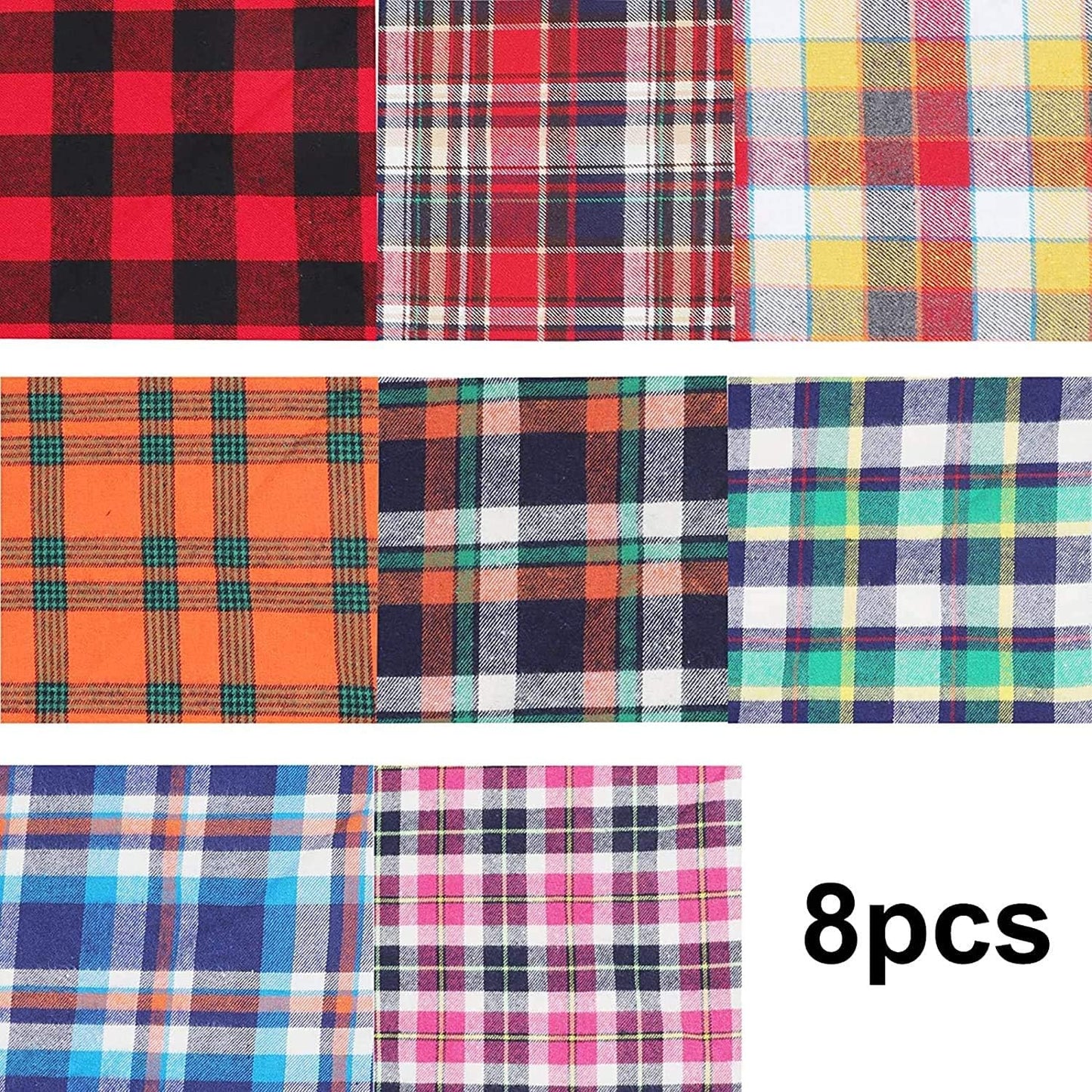 VIPITH, Bandana for Dogs, Pack of 8 Washable Reversible Adjustable Triangle Bibs for Pets and Cats (Random Color)