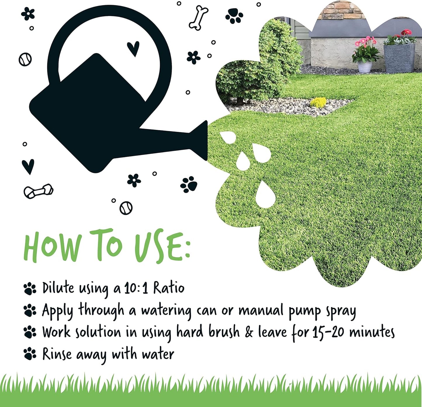 BUGALUGS Artificial Grass Cleaner - Dog Safe, Pet Disinfectant & Lawn Deodoriser - Puppy Urine Cleaner & Odour Eliminator - 1L Super Concentrate - Made in UK Cruelty Free (Fresh Cut Grass 1L)