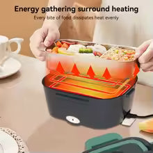 Portable Electric Lunch Box Stainless Steel Heated Food Container for Car/Office/Home Dining Box Microwave Oven