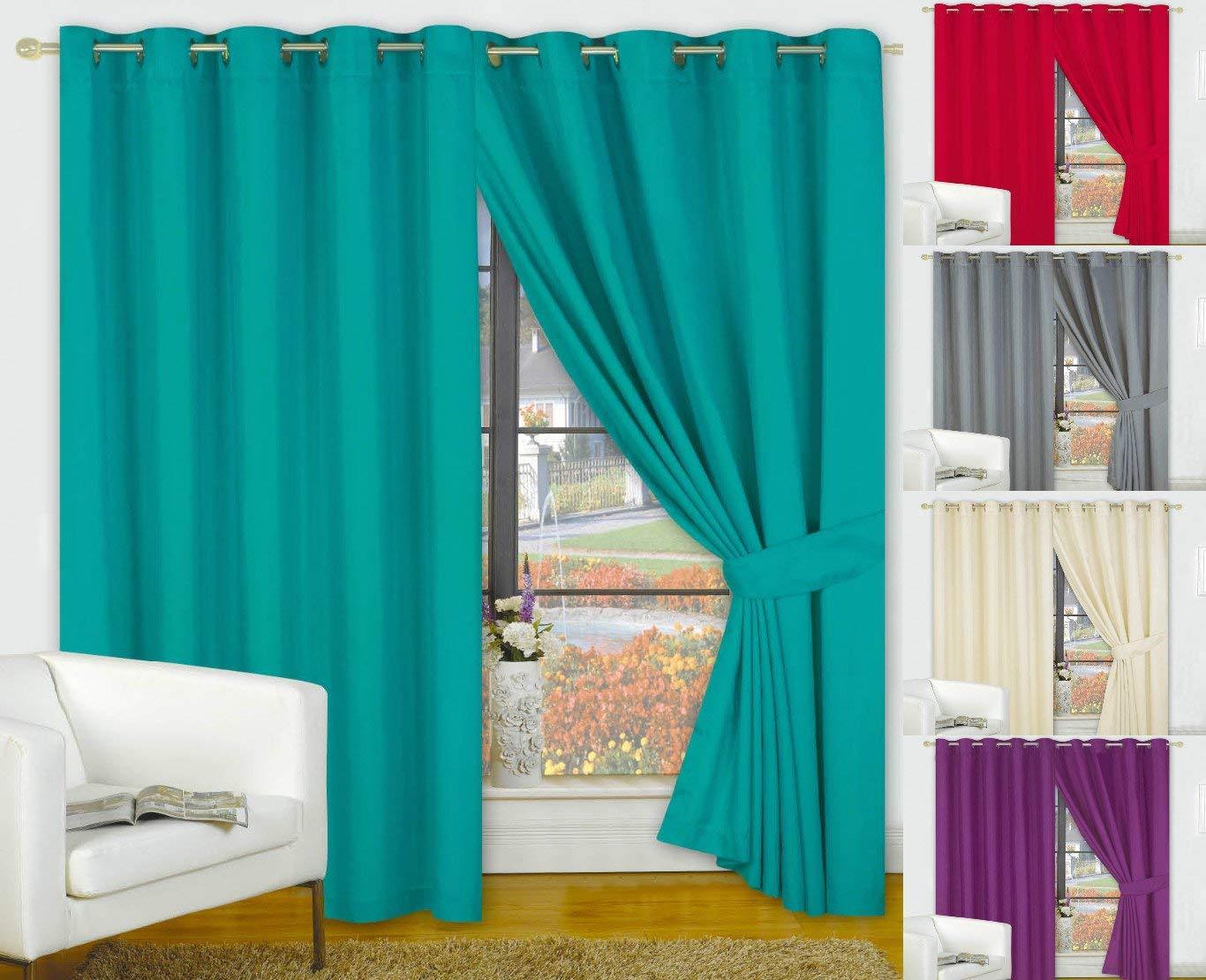 Luxury LEXI Pair of Fully Lined CURTAINS with Tie Backs, 3 Sizes & 3 Colors - Comfort Style